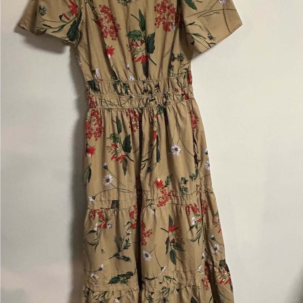 Anthropologie the Somerset Cotton Beige Floral tiered Maxi Dress - Picture 4 of 6
